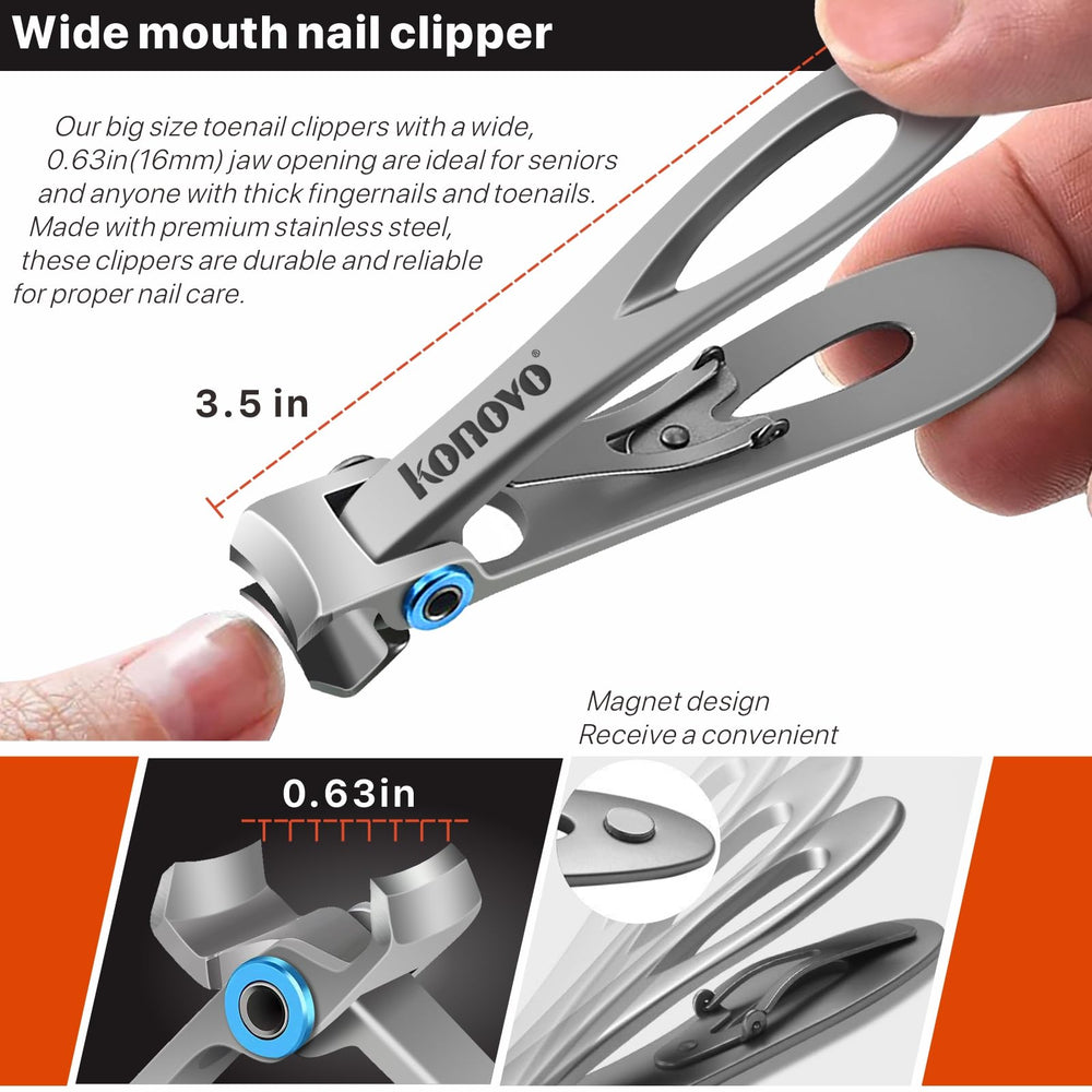 Konovo 360 rotating nail clippers head allows comfortable angles during use.