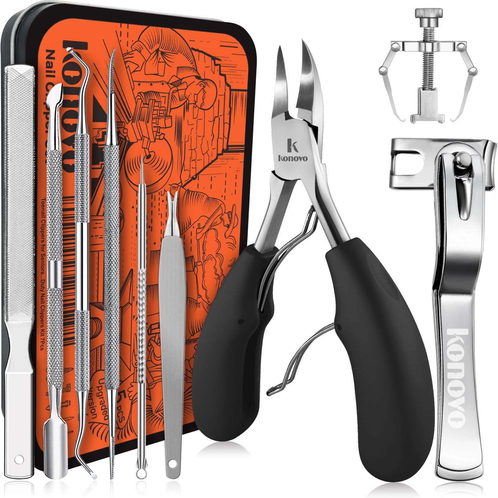Konovo kit herramientas uñas encarnadas 9 pcs: experiencia completa para el cuidado en casa