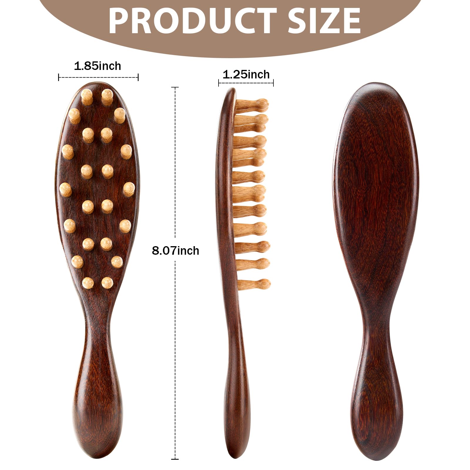 KONOVOLY sandalwood locs brush bristles closeup highlighting gentle detangling.