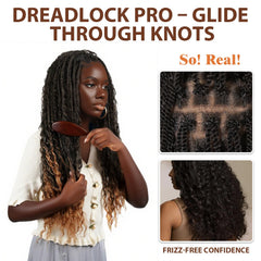 KONOVOLY sandalwood locs brush wooden-skin scalp massage closeup shows acupressure benefits.