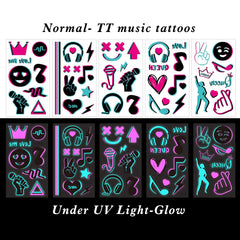 Konsait glow tattoo headphones sheet for music festival outfits.