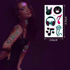 Konsait glow tattoo music notes sheet 2 for neon party glow effects.