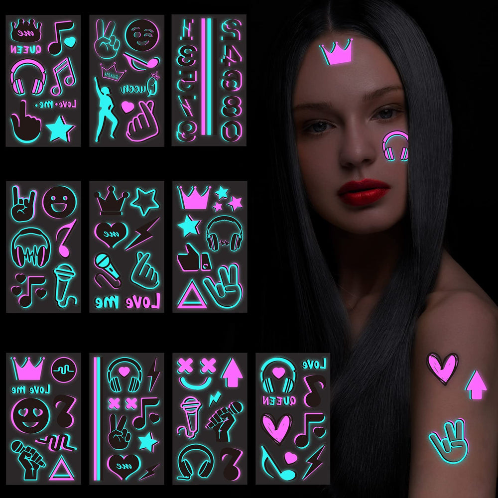 Konsait glow tattoo numbers sheet 2 for party-friendly flair.