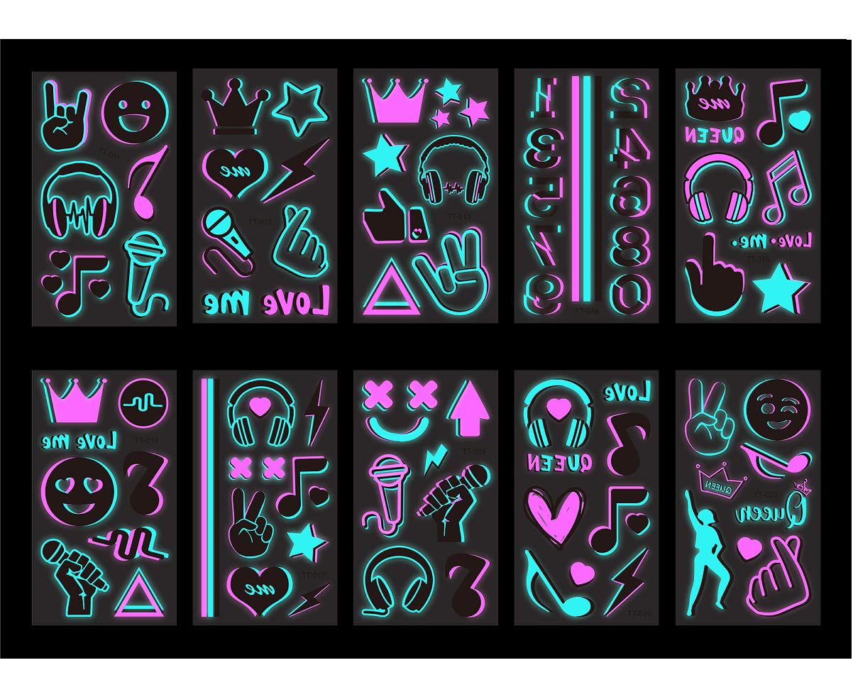 Konsait glow tattoo variety patterns sheet for versatile glow ideas.