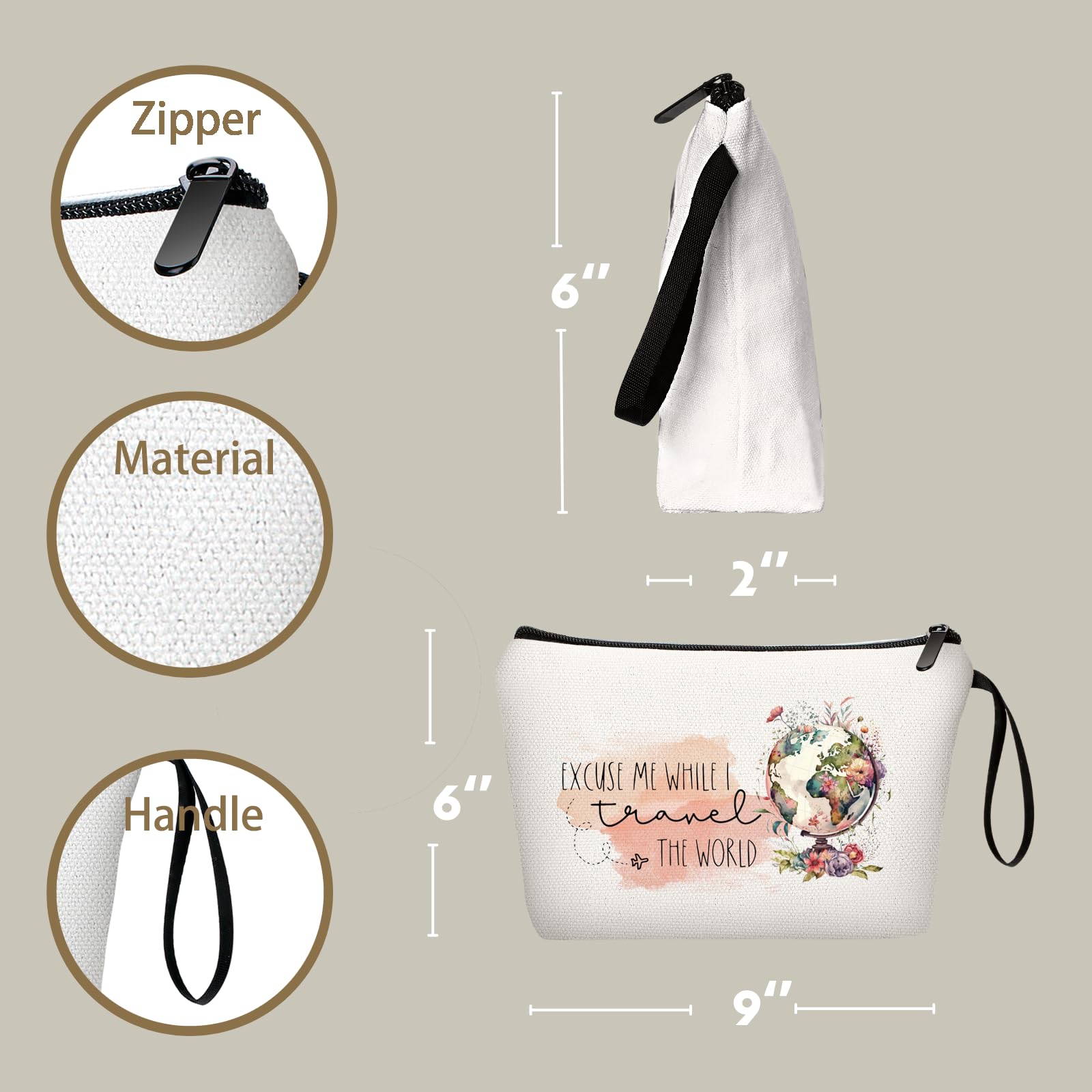 KONSOM travel makeup bag handle detail highlighting easy carrying during day trips