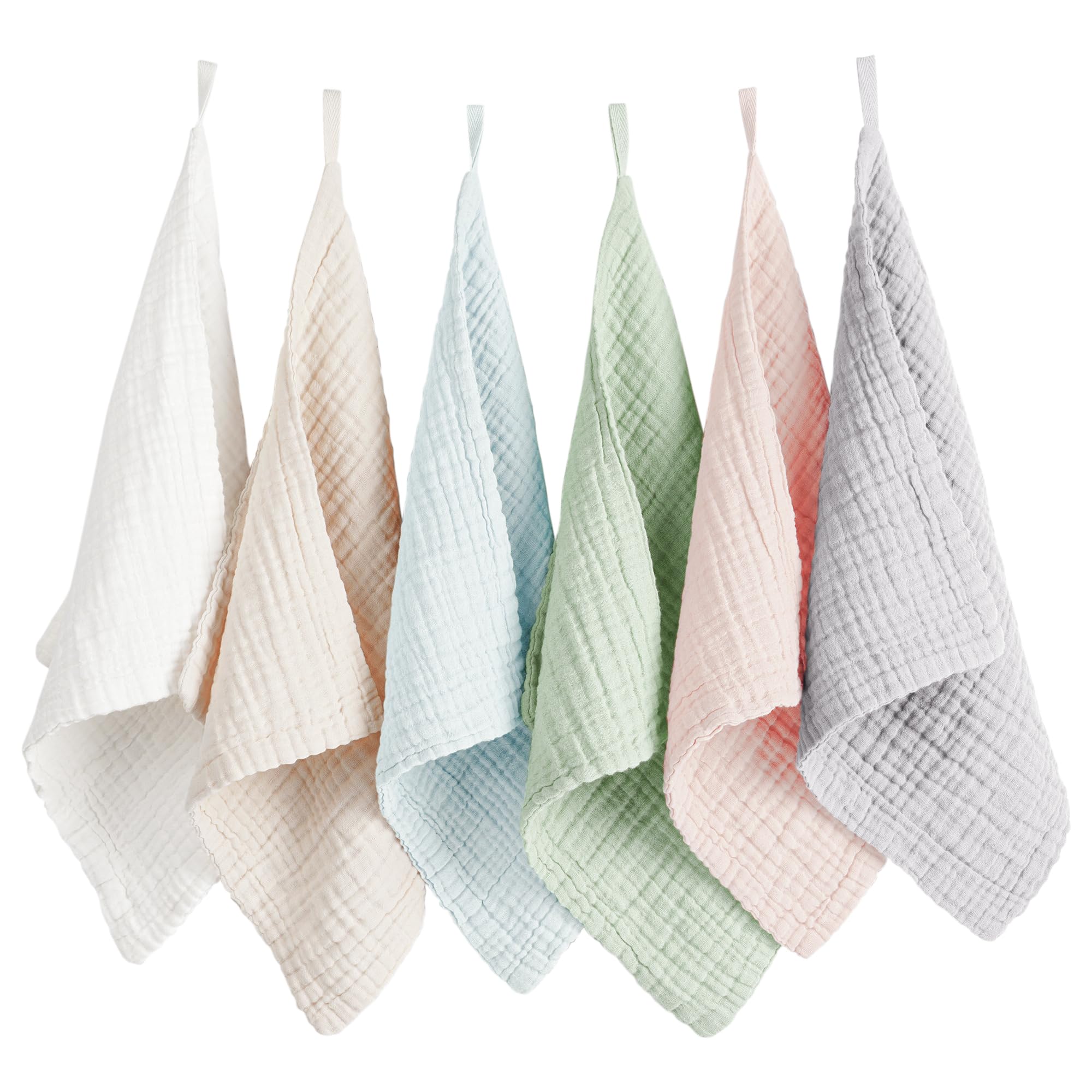 Konssy 6-pack face cloths bundle showing soft muslin fabric for gentle cleansing.