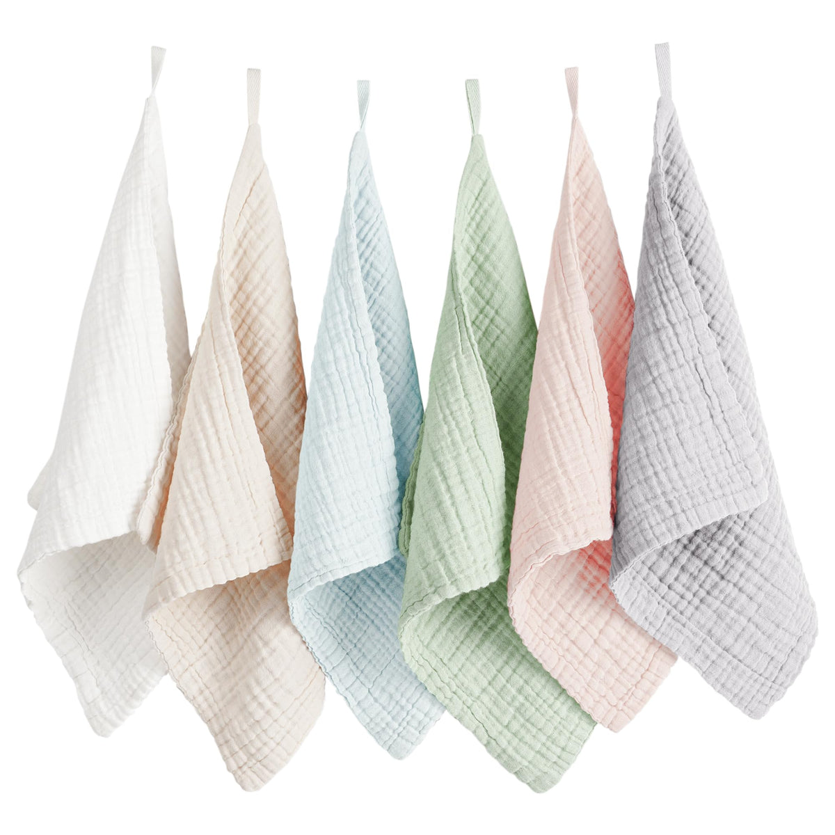 Konssy 6-pack face cloths bundle showing soft muslin fabric for gentle cleansing.