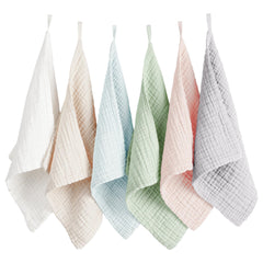 Konssy 6-pack face cloths bundle showing soft muslin fabric for gentle cleansing.