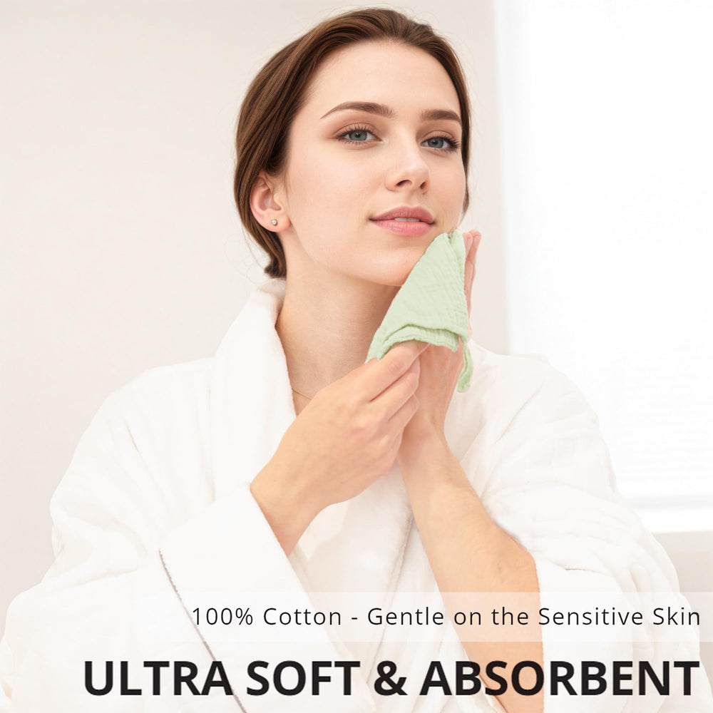 Konssy face cloth for sensitive skin; gentle cleansing without harsh fibers.