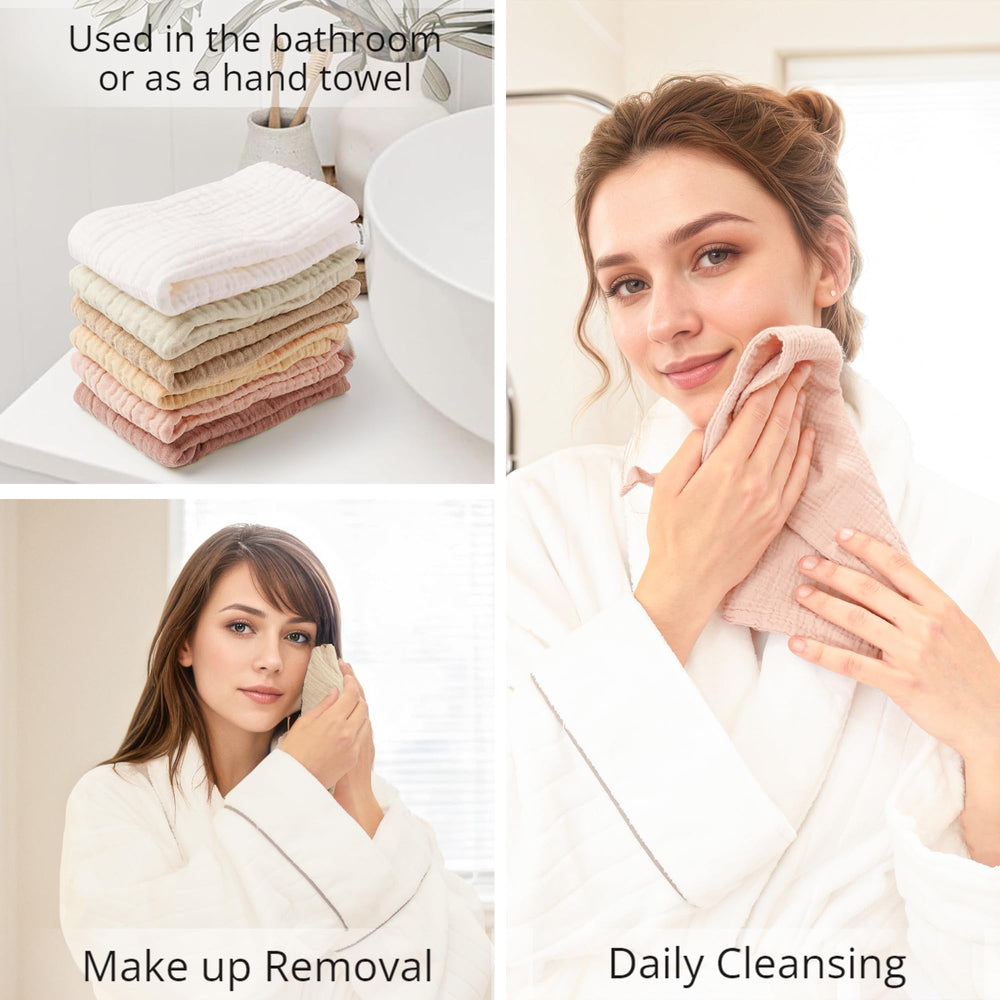Konssy face cloths set of six colors for a tidy skincare routine