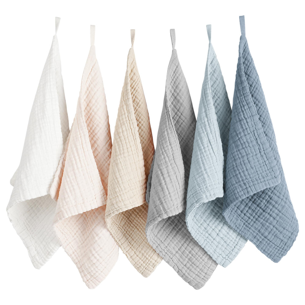 Konssy face cloths show soft, absorbent muslin for gentle cleansing on sensitive skin.
