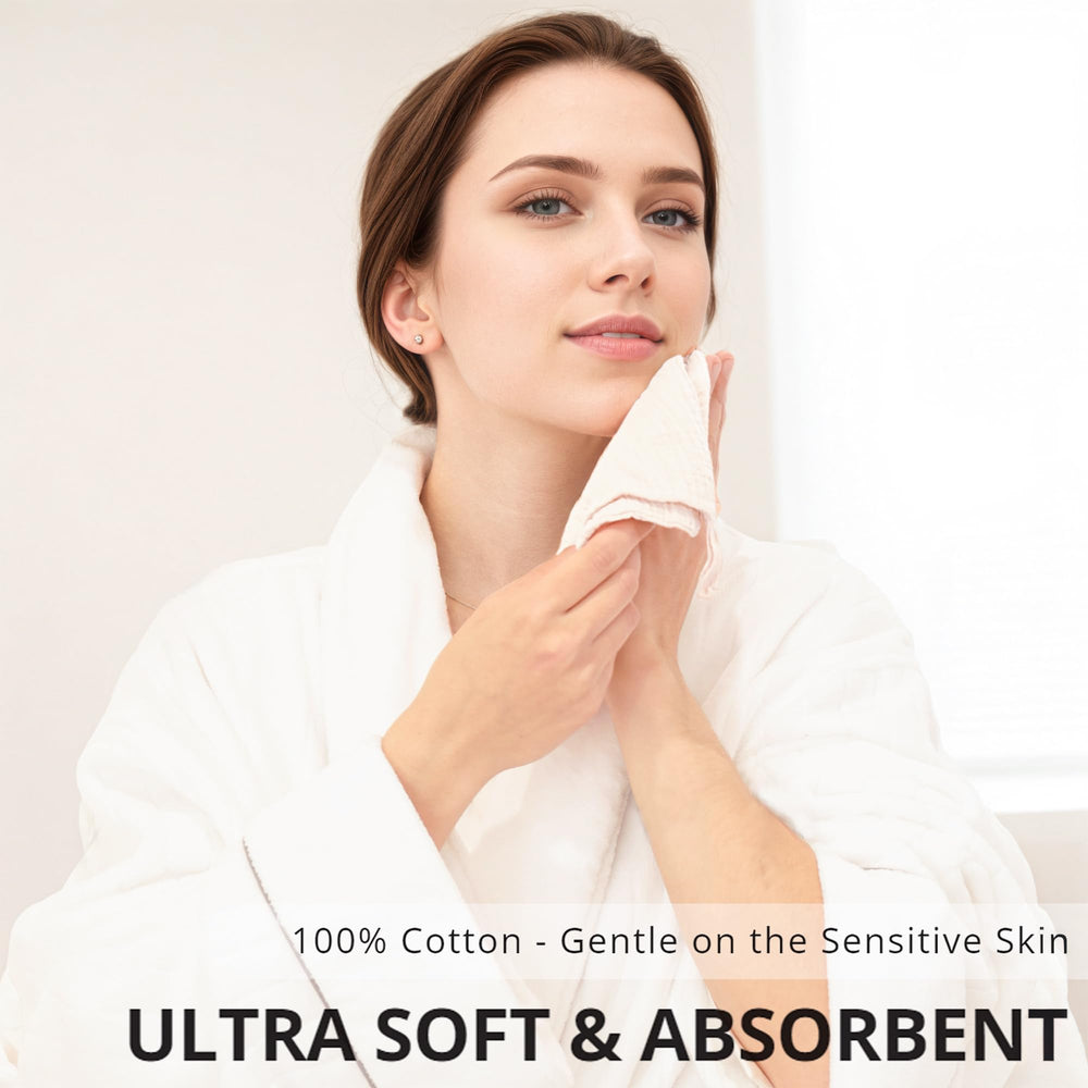 Konssy paños faciales muselina absorbentes, ideales para limpieza diaria.