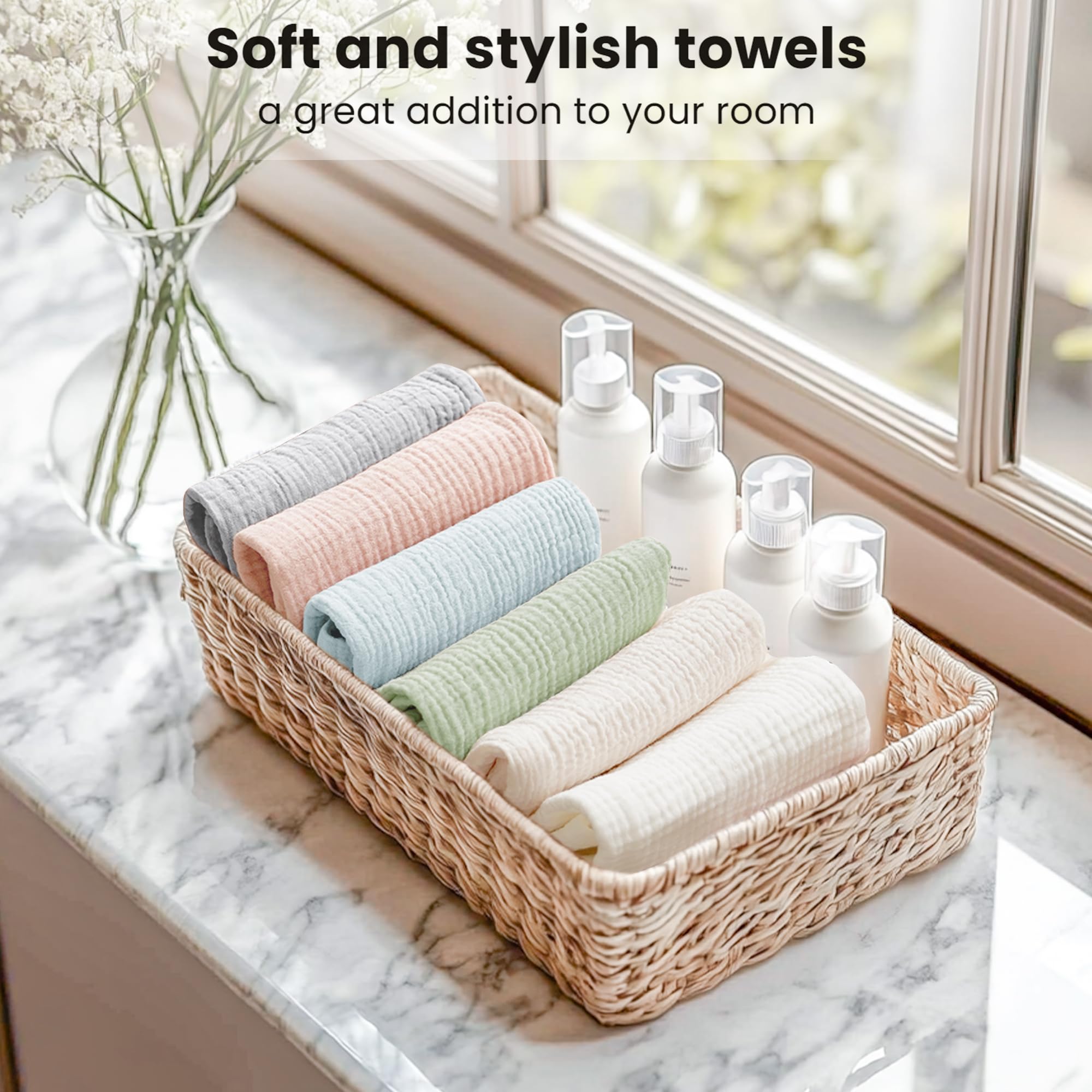 Konssy travel-ready wash cloths tucked in gym bag for on-the-go washing.