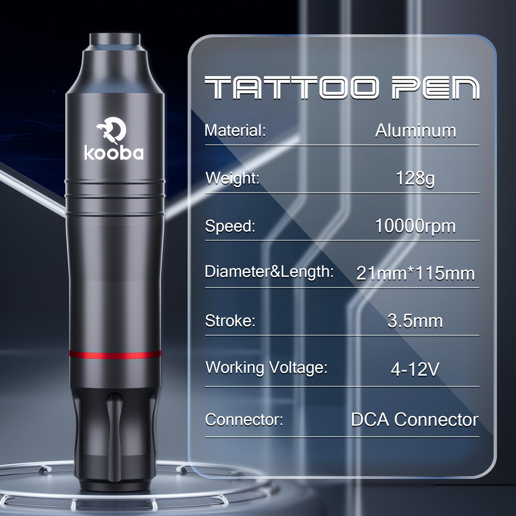 KOOBA Tattoo Gun Kit ink cups and colors for quick palette changes.