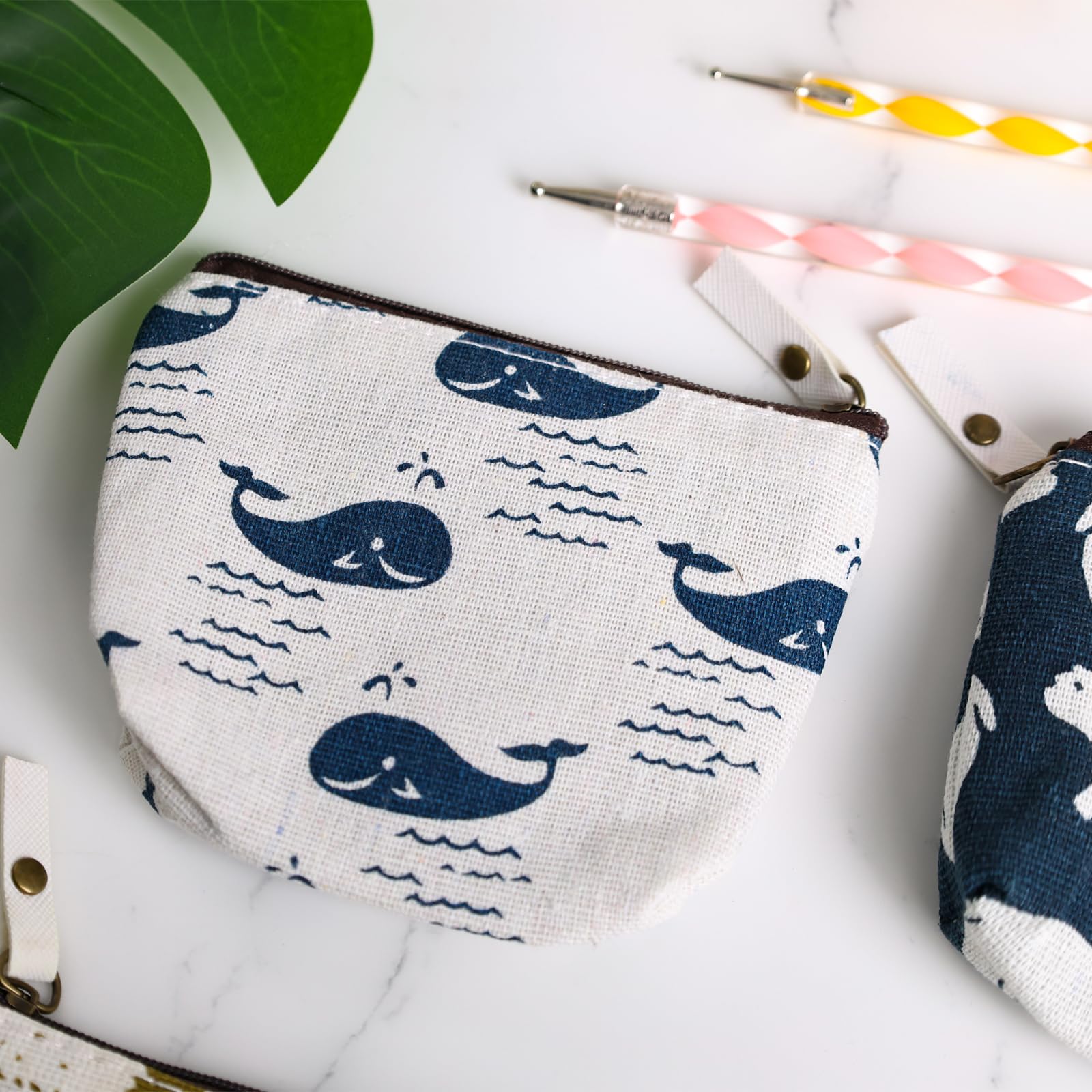 Koogel canvas pencil bag polar bear pattern colorful pencil and tool keeper