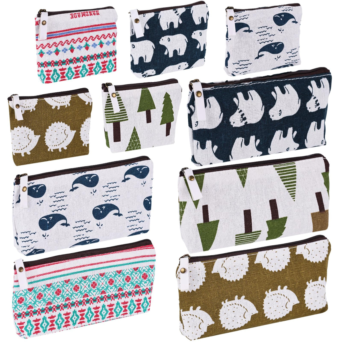 Koogel canvas pencil bag snowflake pattern keeps pens organized on the go