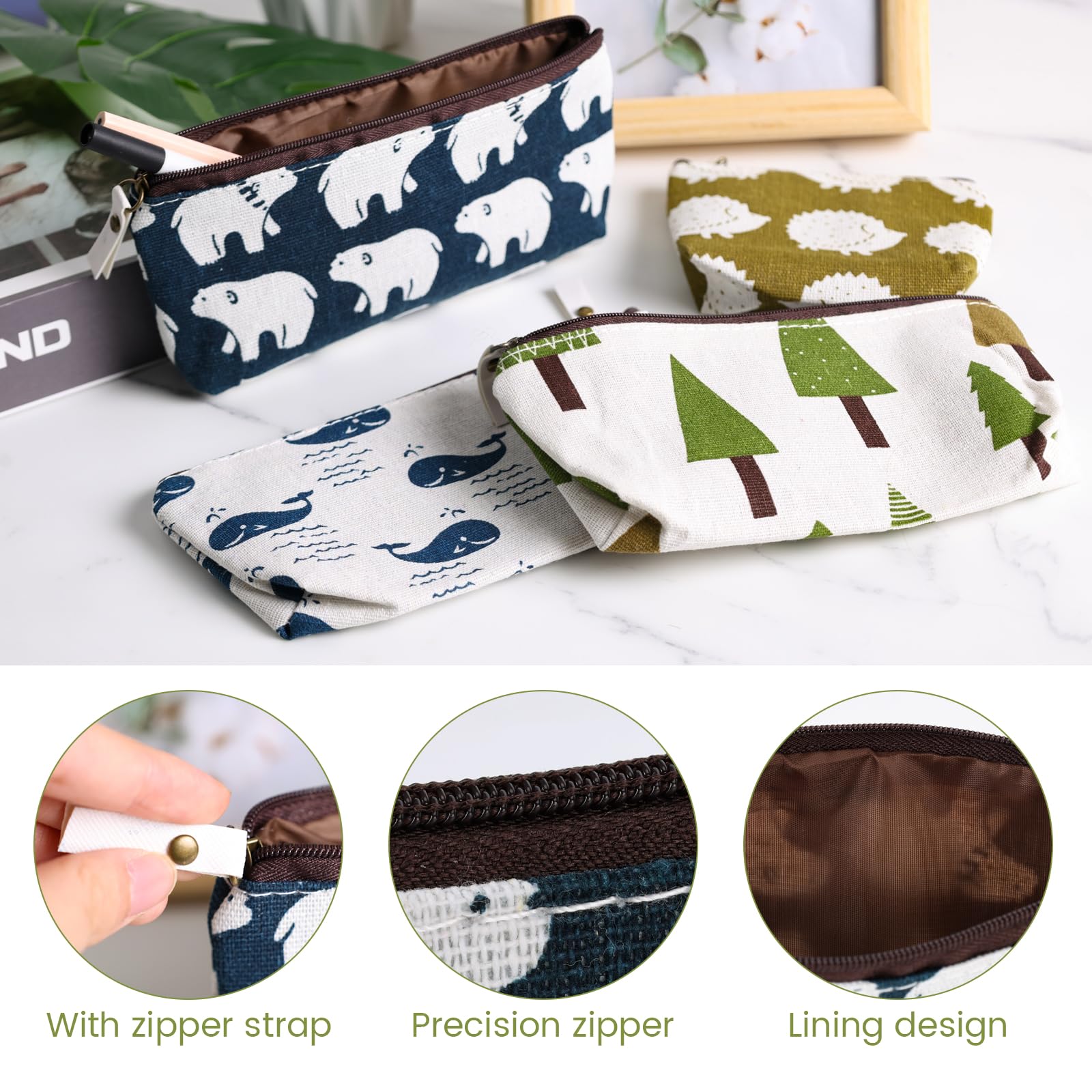 Koogel canvas pencil bag whale pattern fits markers and brushes