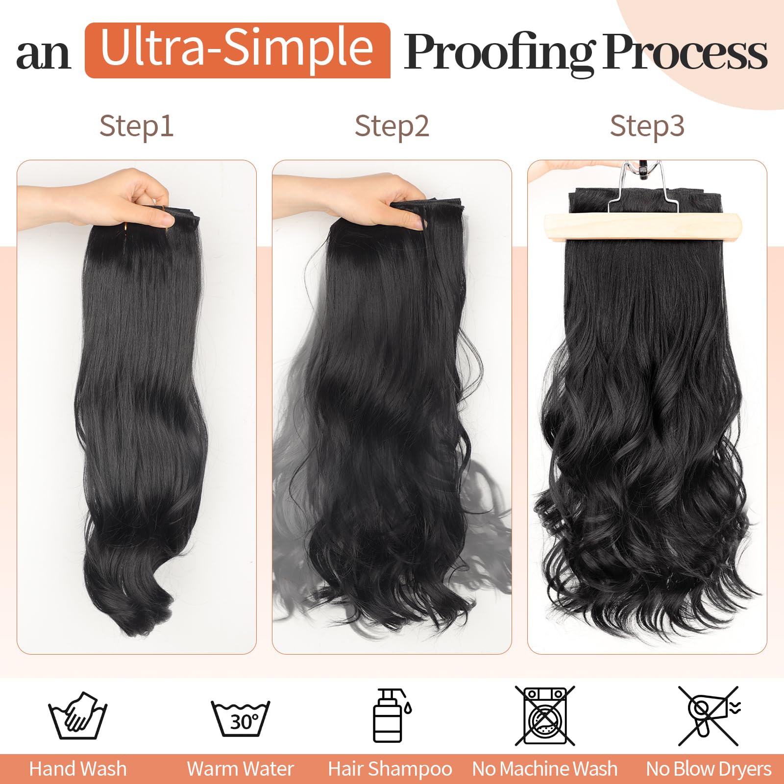 Kookastyle 6.5-inch wide weft with four clips for dramatic length.