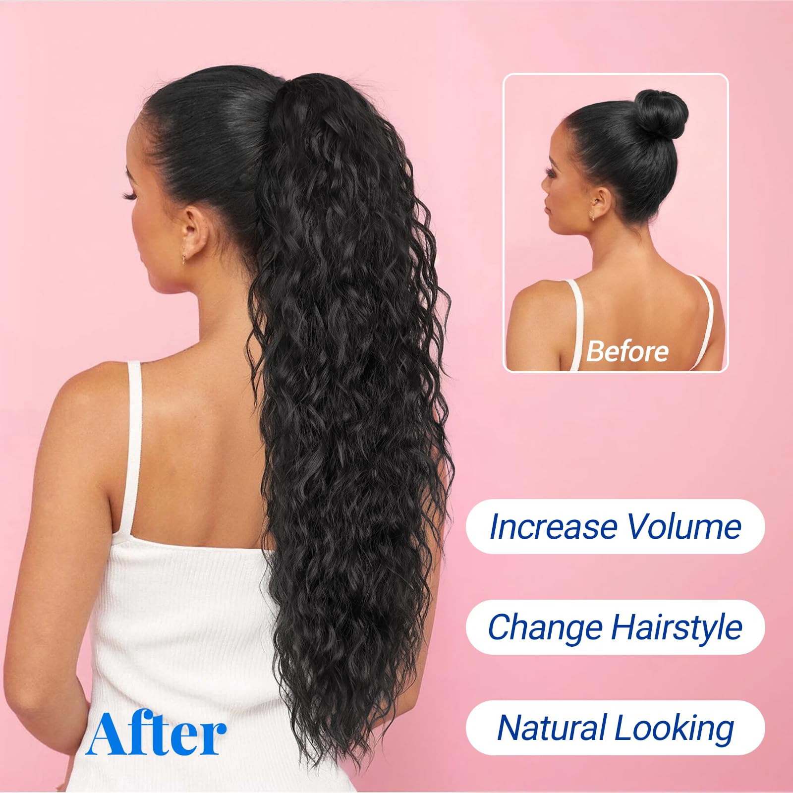 KooKaStyle pony tail 30inch easy-wear steps enable quick, tidy styling in minutes