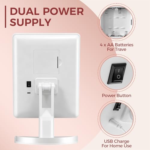 KOOKIN dual-power mirror for desk and bathroom use