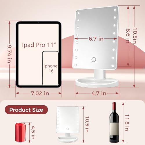 KOOKIN vanity mirror rotates 180 degrees for optimal viewing angle