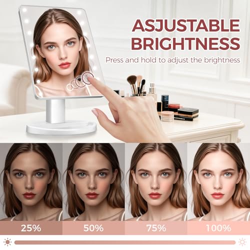 KOOKIN makeup mirror powers via USB or batteries for flexible setup