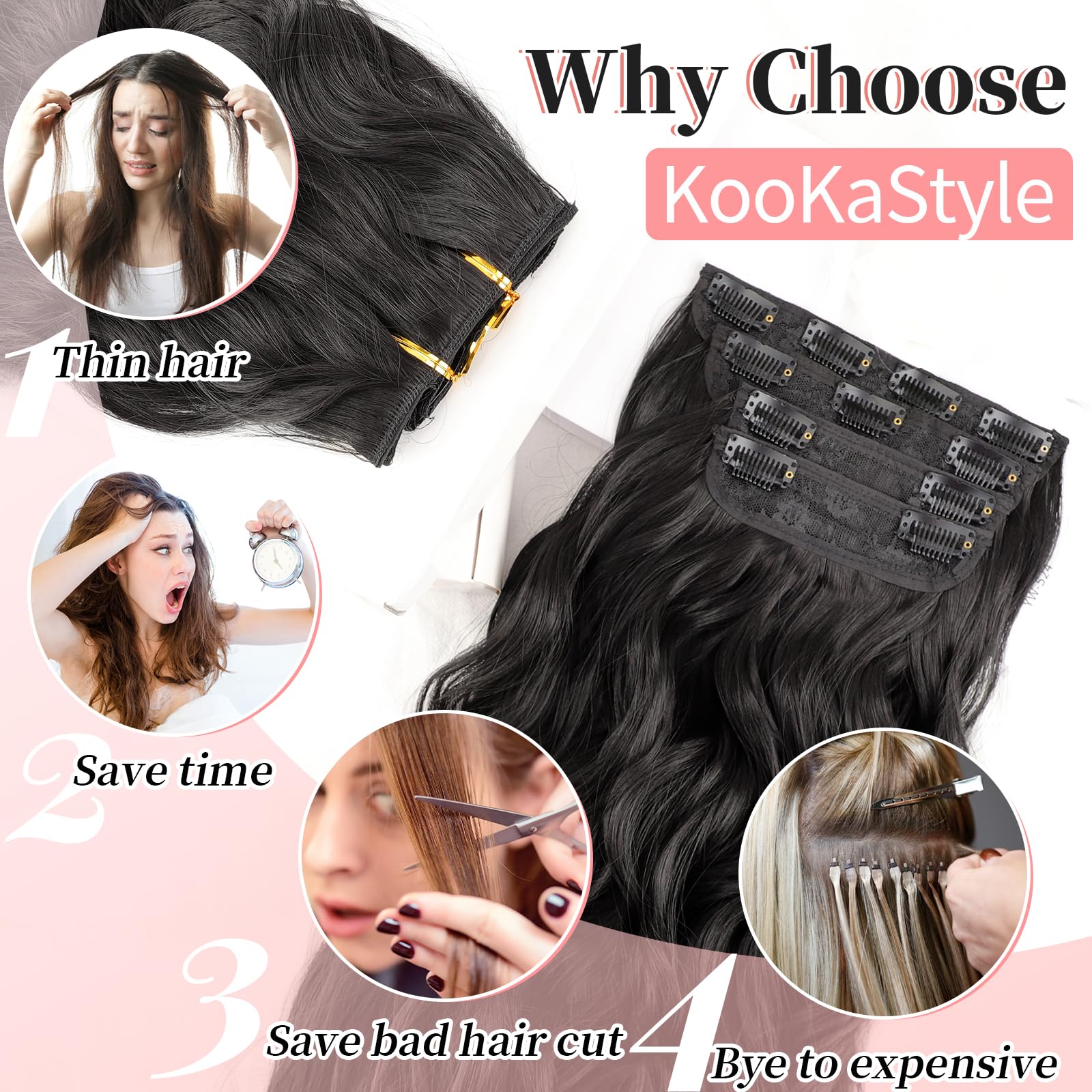 KooKaStyle seven-inch four-clip weft for seamless blend