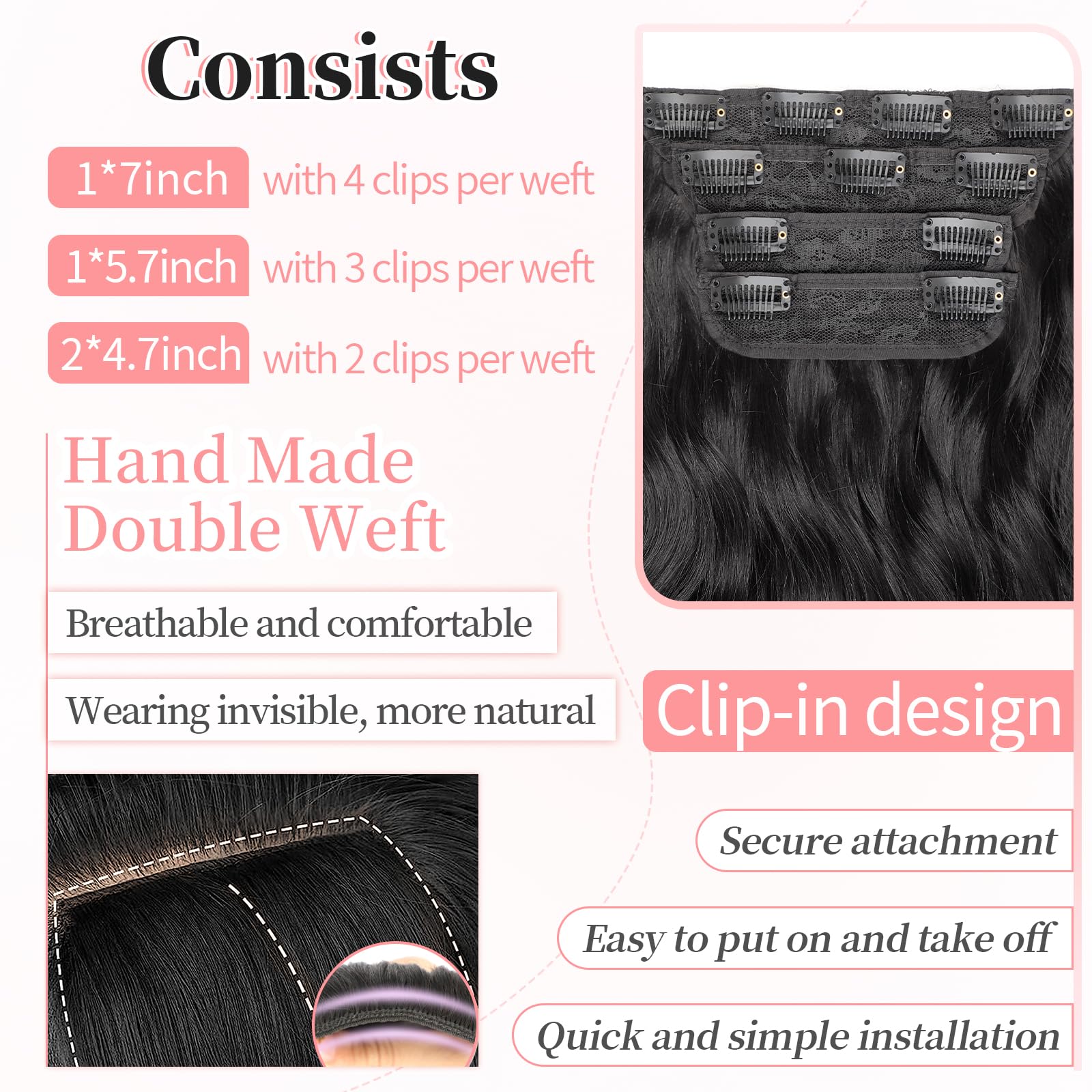 KooKaStyle six-inch three-clip weft for secure fit