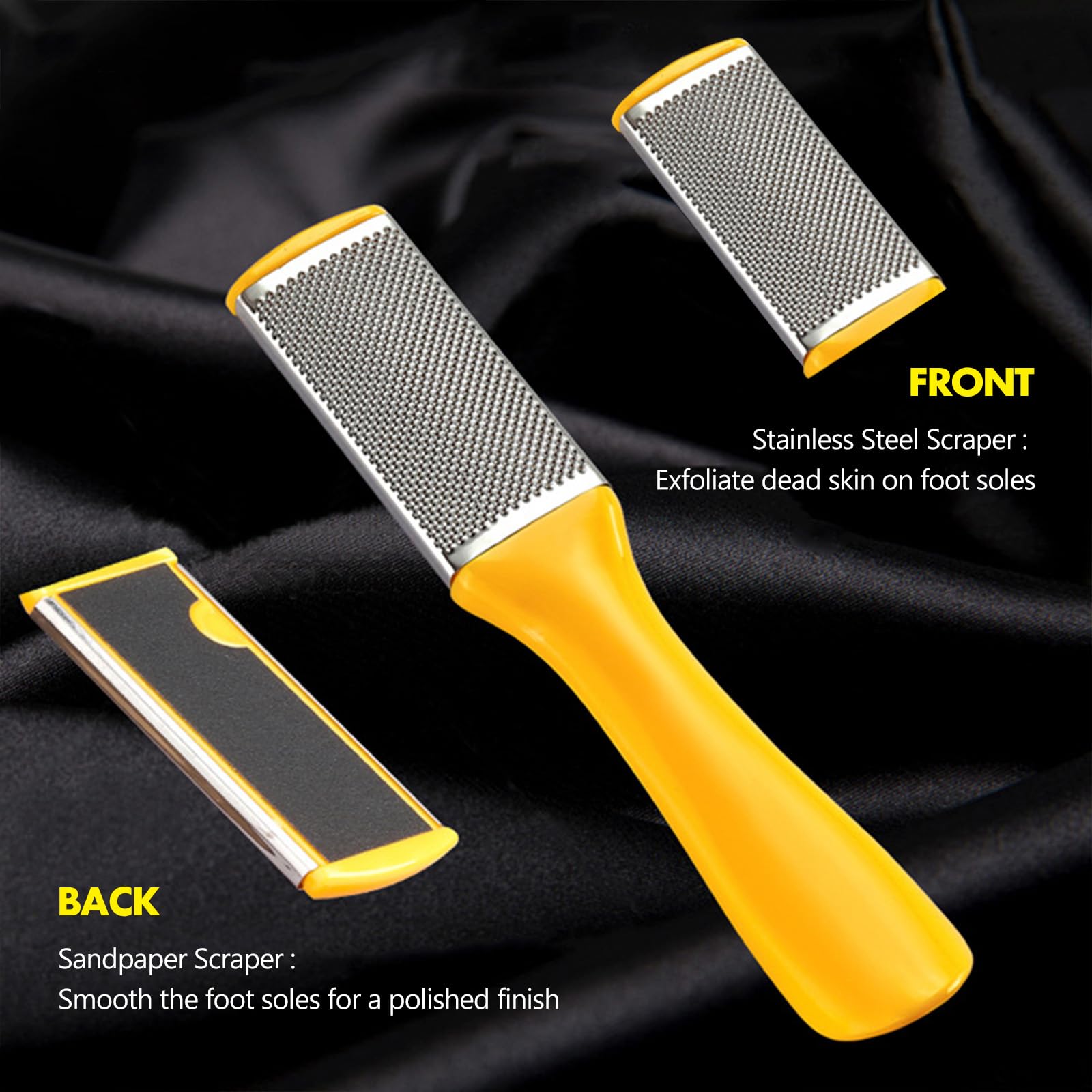 Kootinn foot files shown for use on wet feet for exfoliation.