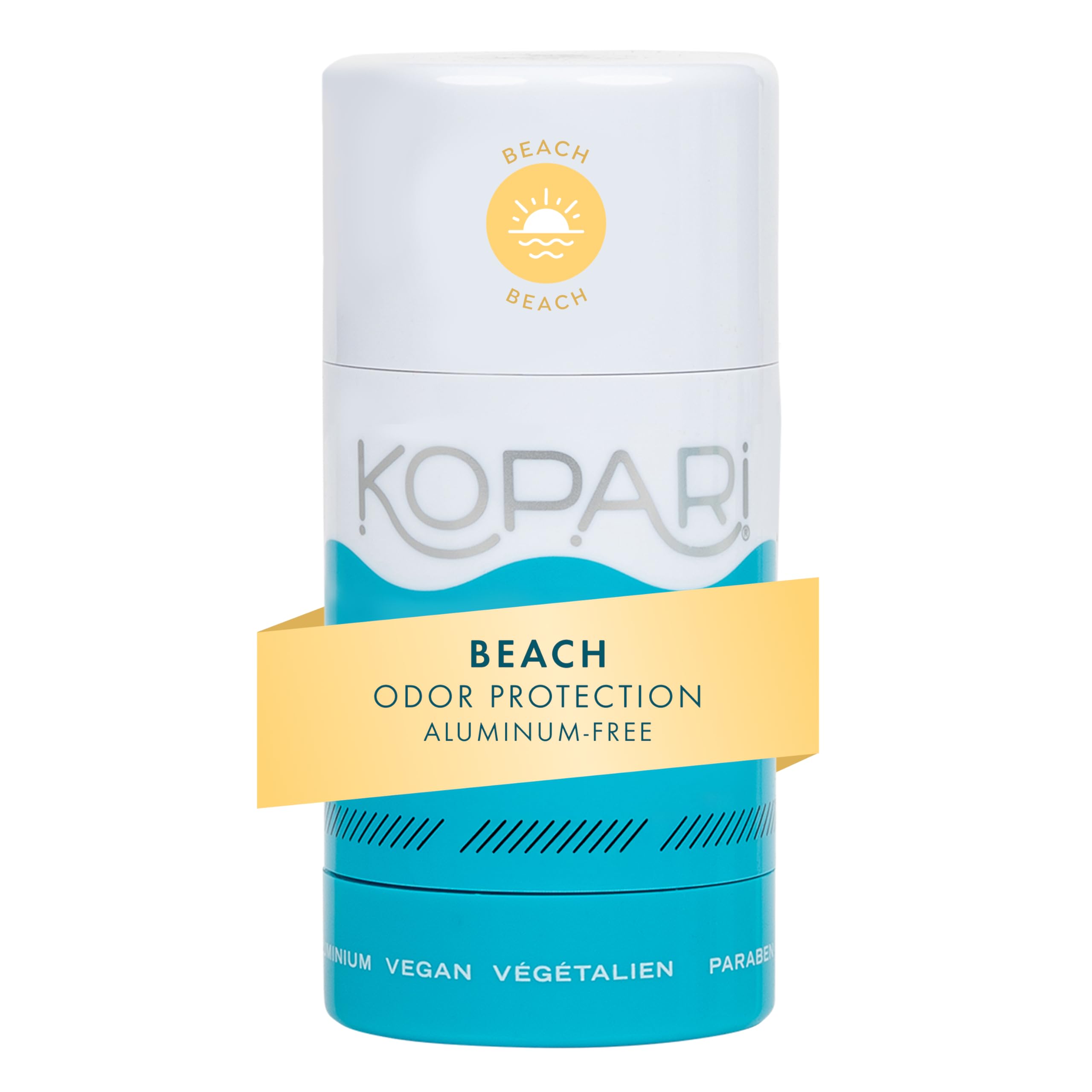 Kopari Aluminum Free Coconut Deodorant Beach Stick offers long-lasting freshness.