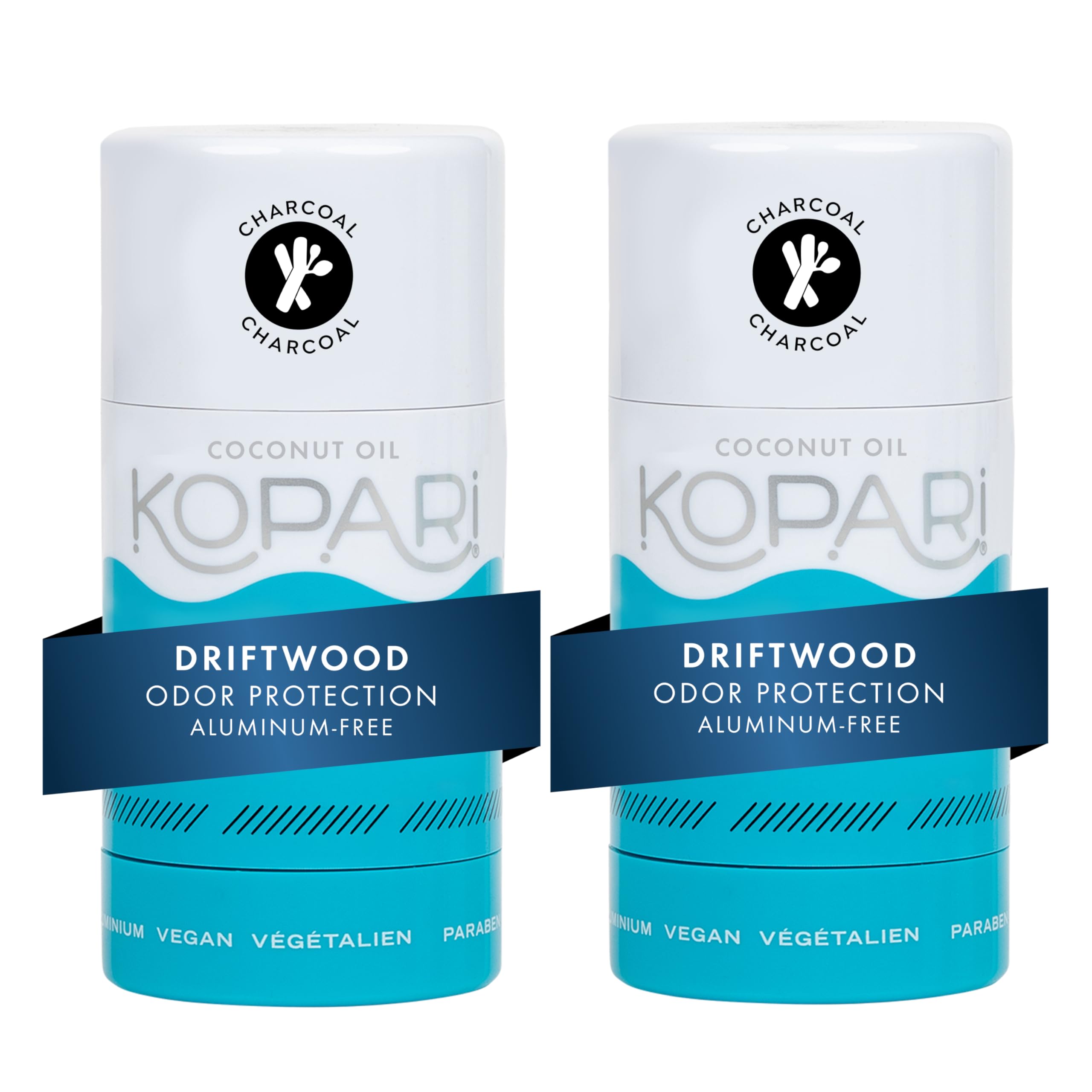 Kopari aluminum-free coconut deodorant pack front view for long-lasting freshness.