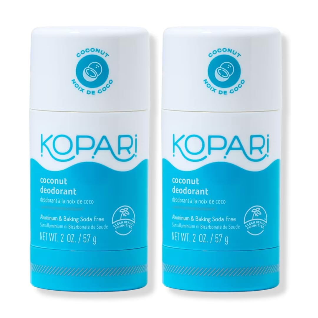 Kopari aluminum-free coconut deodorant pack shot highlights clean, non-toxic protection for everyday freshness.