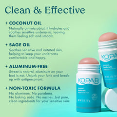 Kopari coconut deodorant with plant-based ingredients for gentle underarm care.
