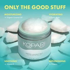 Kopari Coconut Melt on skin demonstrates hydrating, lightweight moisturization