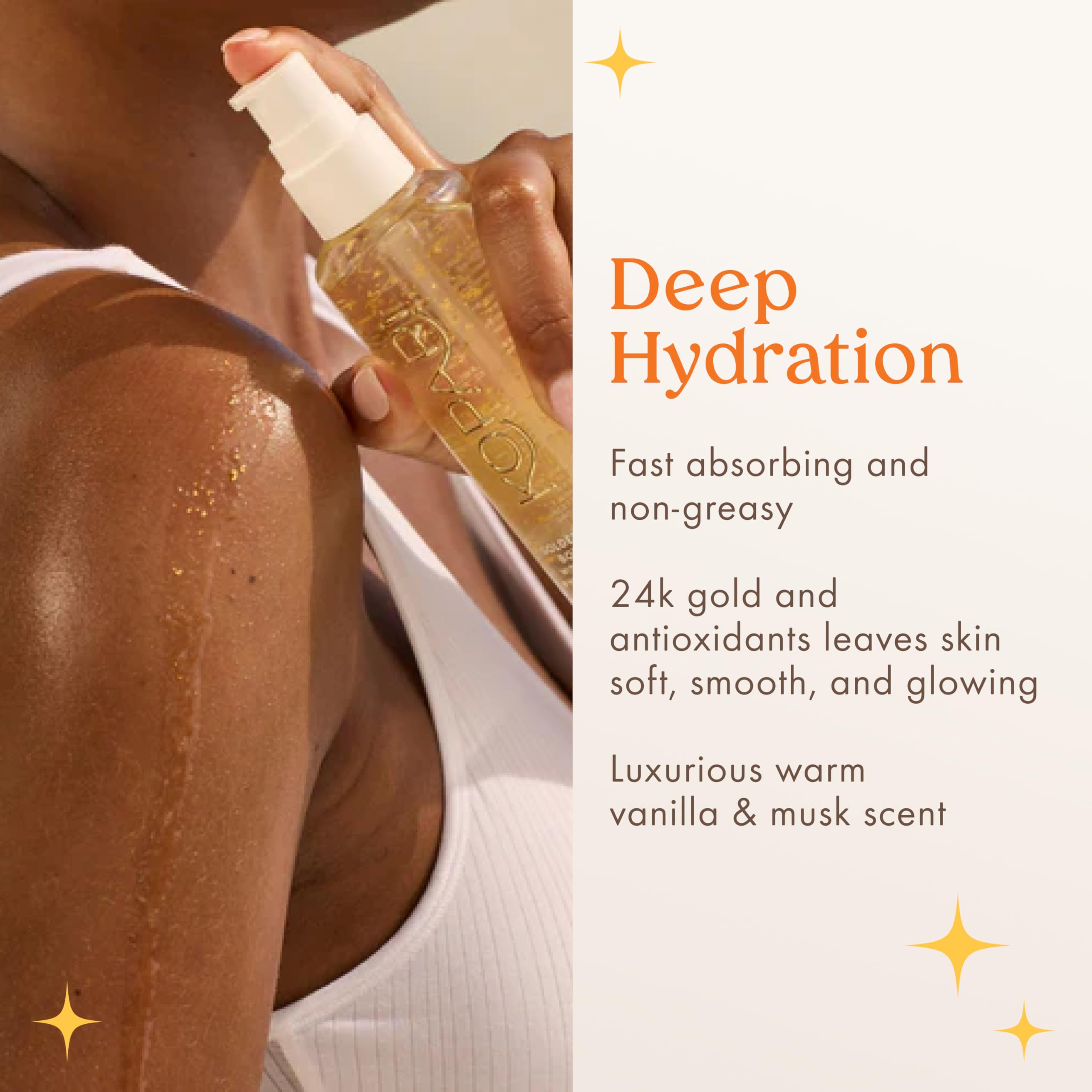 Kopari Golden Aura Oil featuring 24k gold particles for luminous skin.