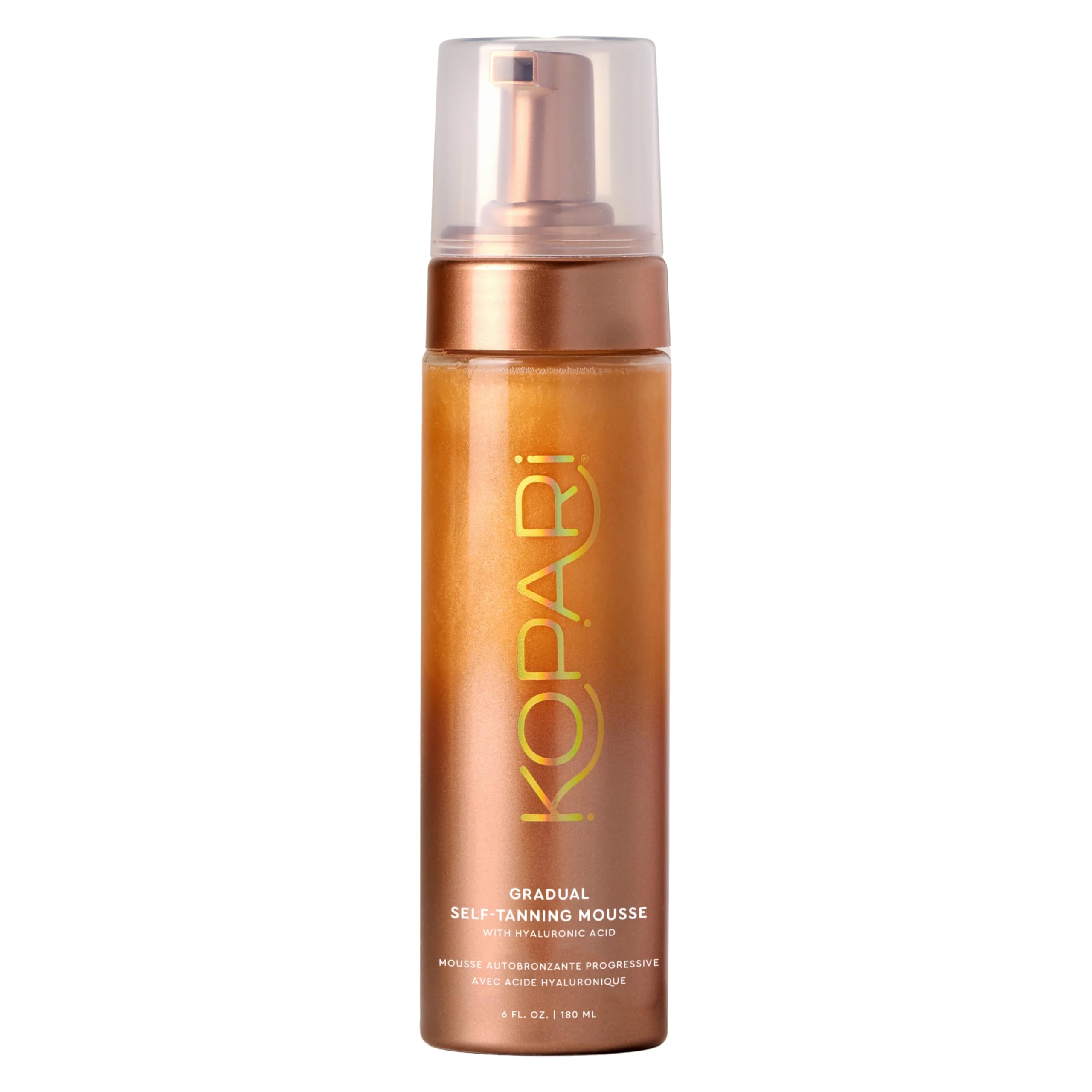 Kopari Gradual Self-Tanning Mousse pump bottle provides smooth, even tan with hydration.