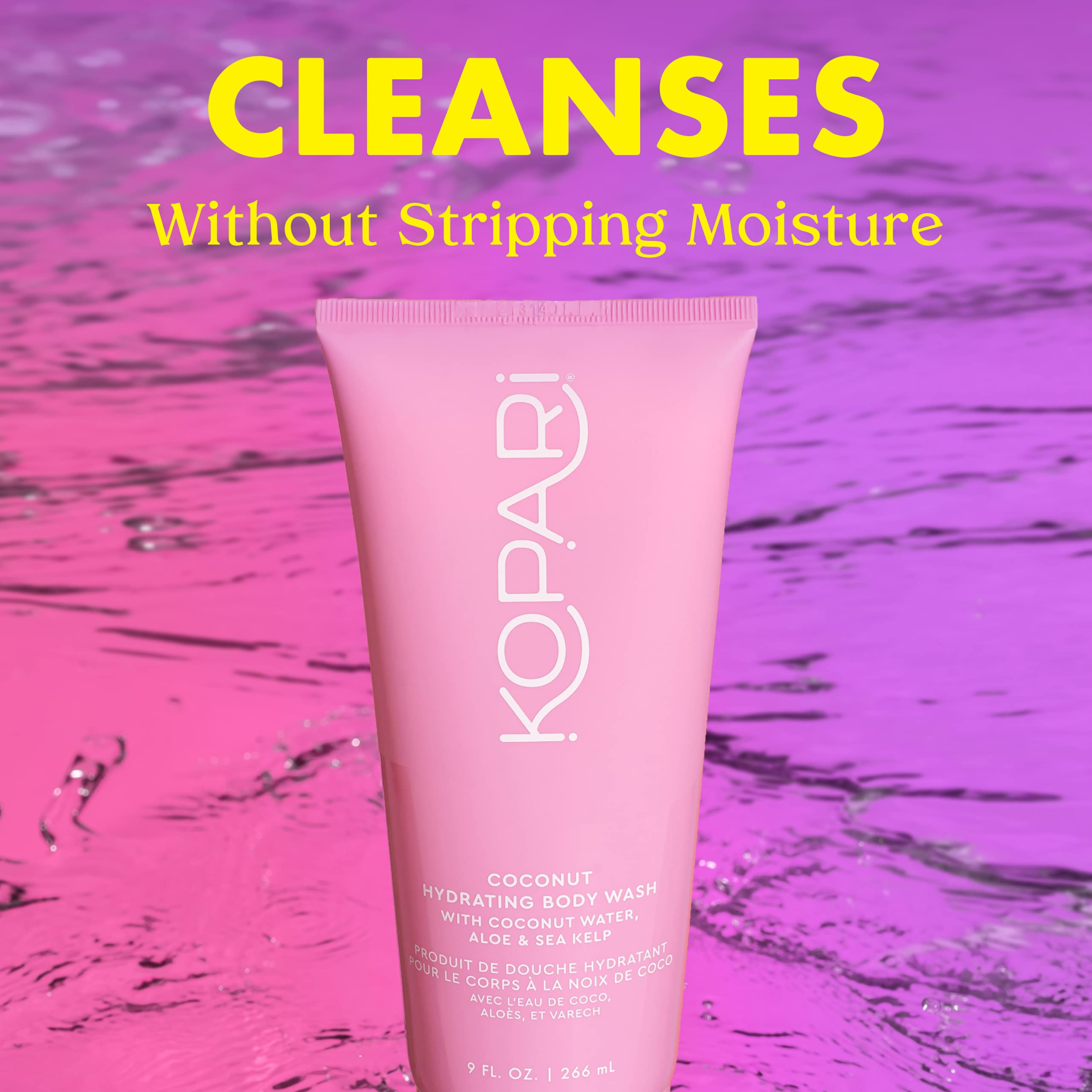 Kopari Hydrating Body Wash foaming lather creates a luxurious clean and mild moisture.