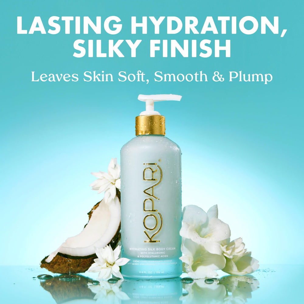 Kopari Hydrating Silk Body Cream with coconut milk aroma evokes beachy daily routine