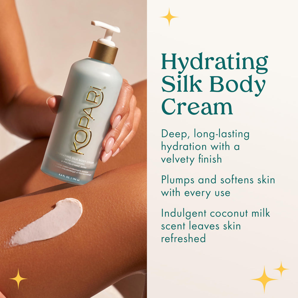 Kopari Hydrating Silk Body Cream texture close-up highlighting velvety finish
