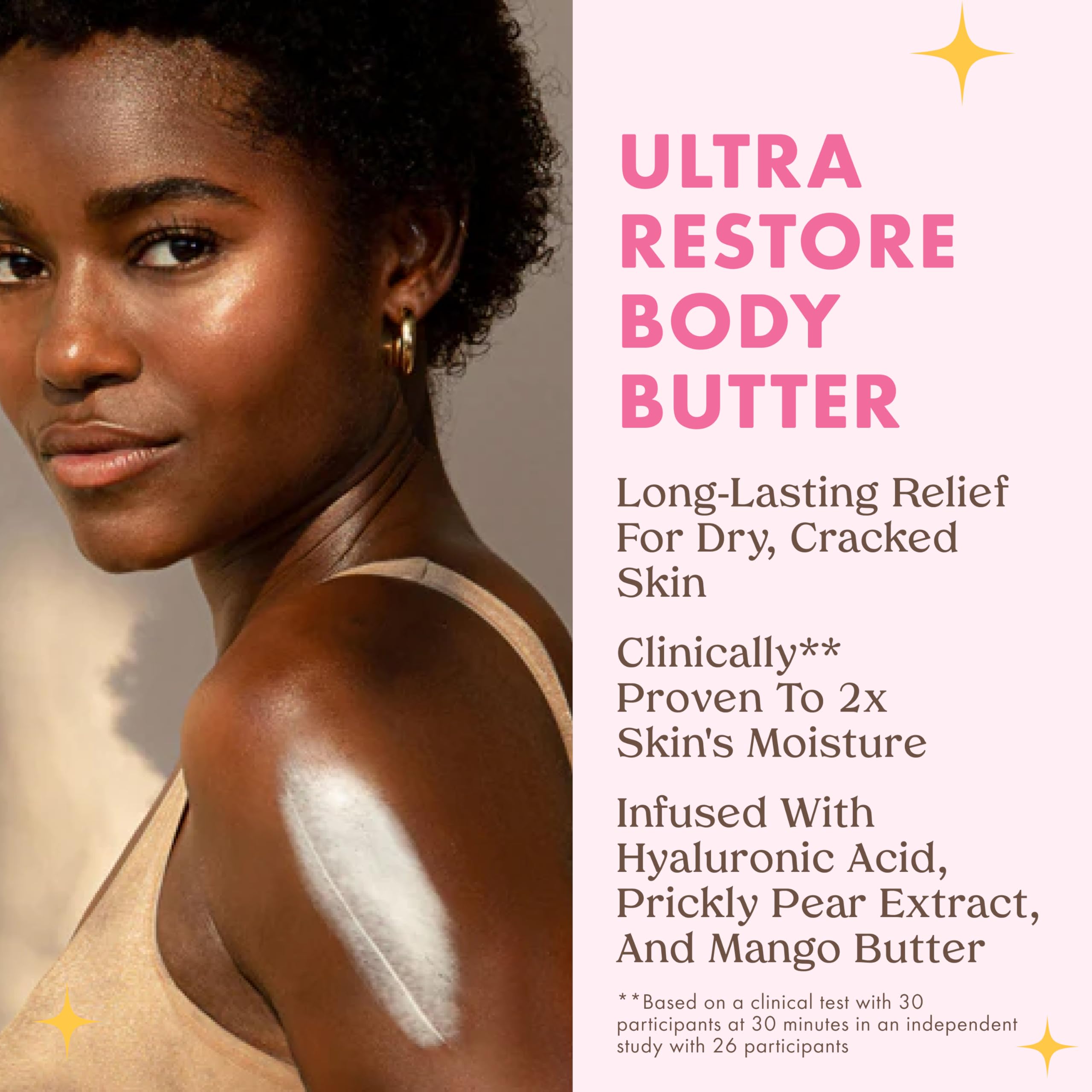 Kopari Jumbo Ultra Restore Butter application swipe highlighting fast-absorbing formula