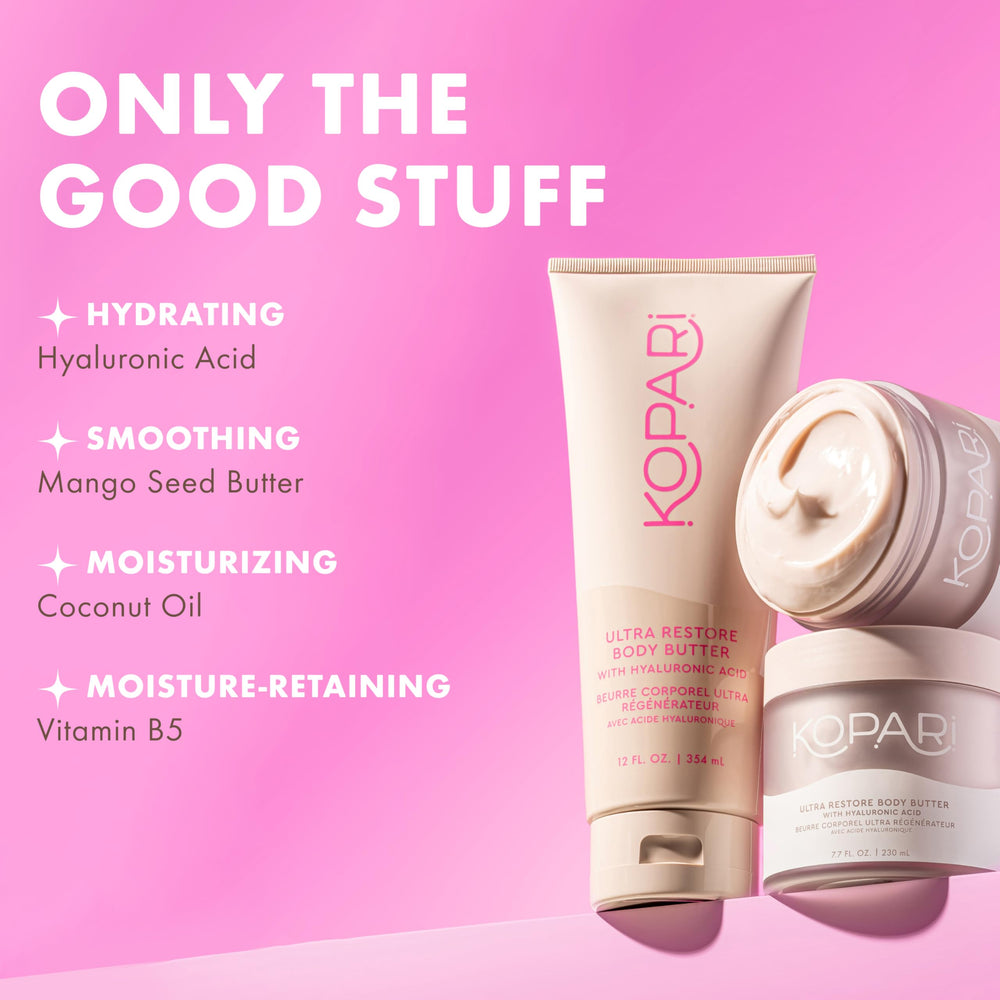 Kopari Jumbo Ultra Restore Butter coconut scent mood-enhancing tropical notes during self-care