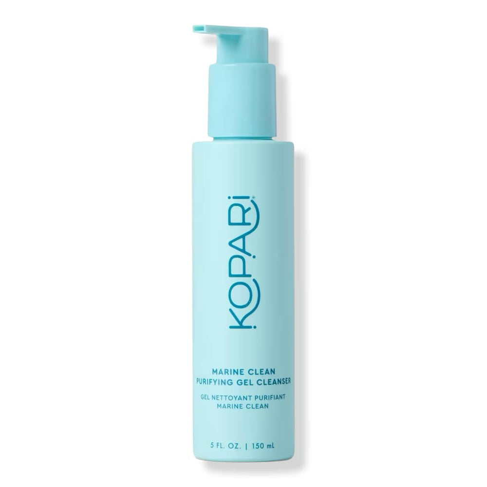 Kopari Marine Clean Purifying Gel Cleanser bottle front demonstrates a gentle, balanced cleanse.
