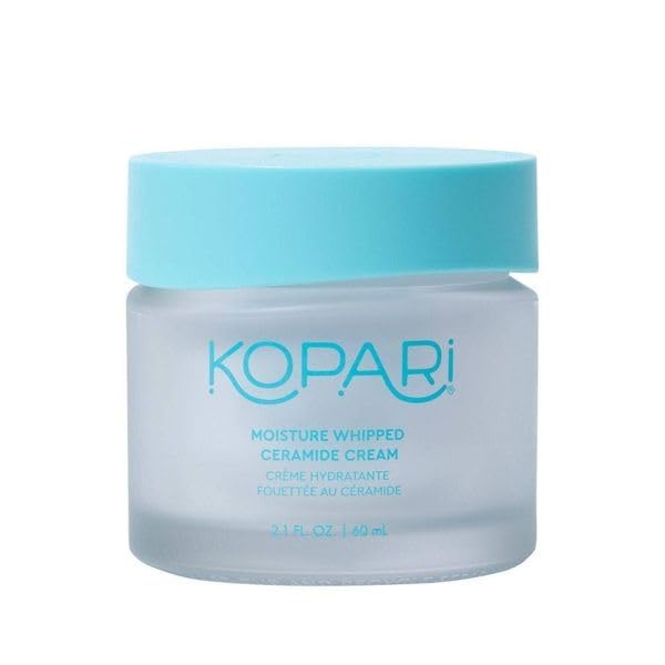 Kopari Moisture Whipped Ceramide Cream tub closeup showing long-lasting hydration.