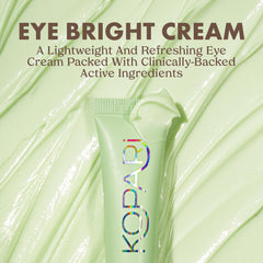 Kopari Eye Bright Cream applied around the orbital bone for refreshed eyes.