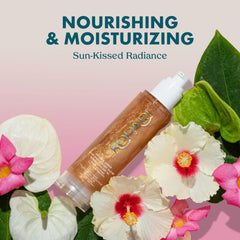 Kopari Sun Shield Body Glow gel texture close-up highlighting lightweight, non-sticky finish.