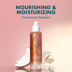Kopari Sun Shield Body Glow on arm shows quick absorption and light glow.