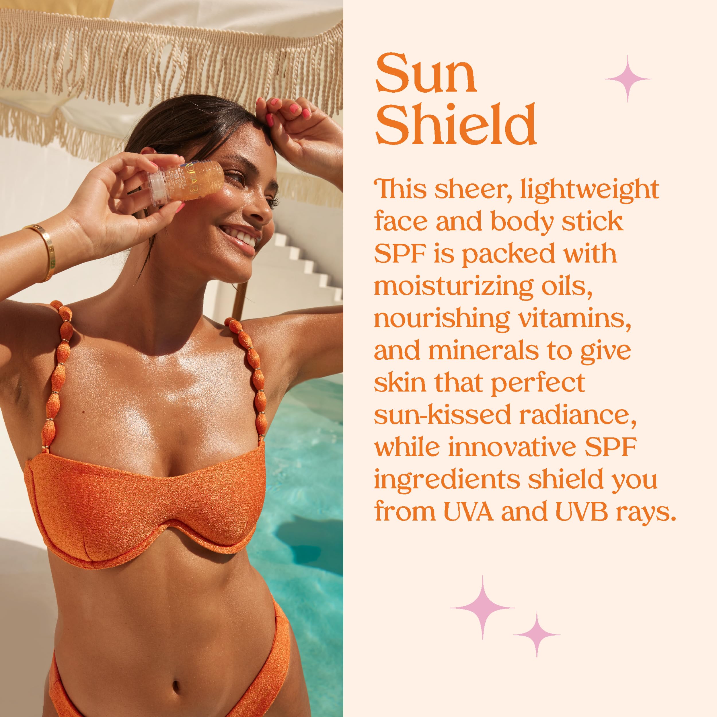 Kopari Sun Shield stick in gym bag ready for quick reapplication