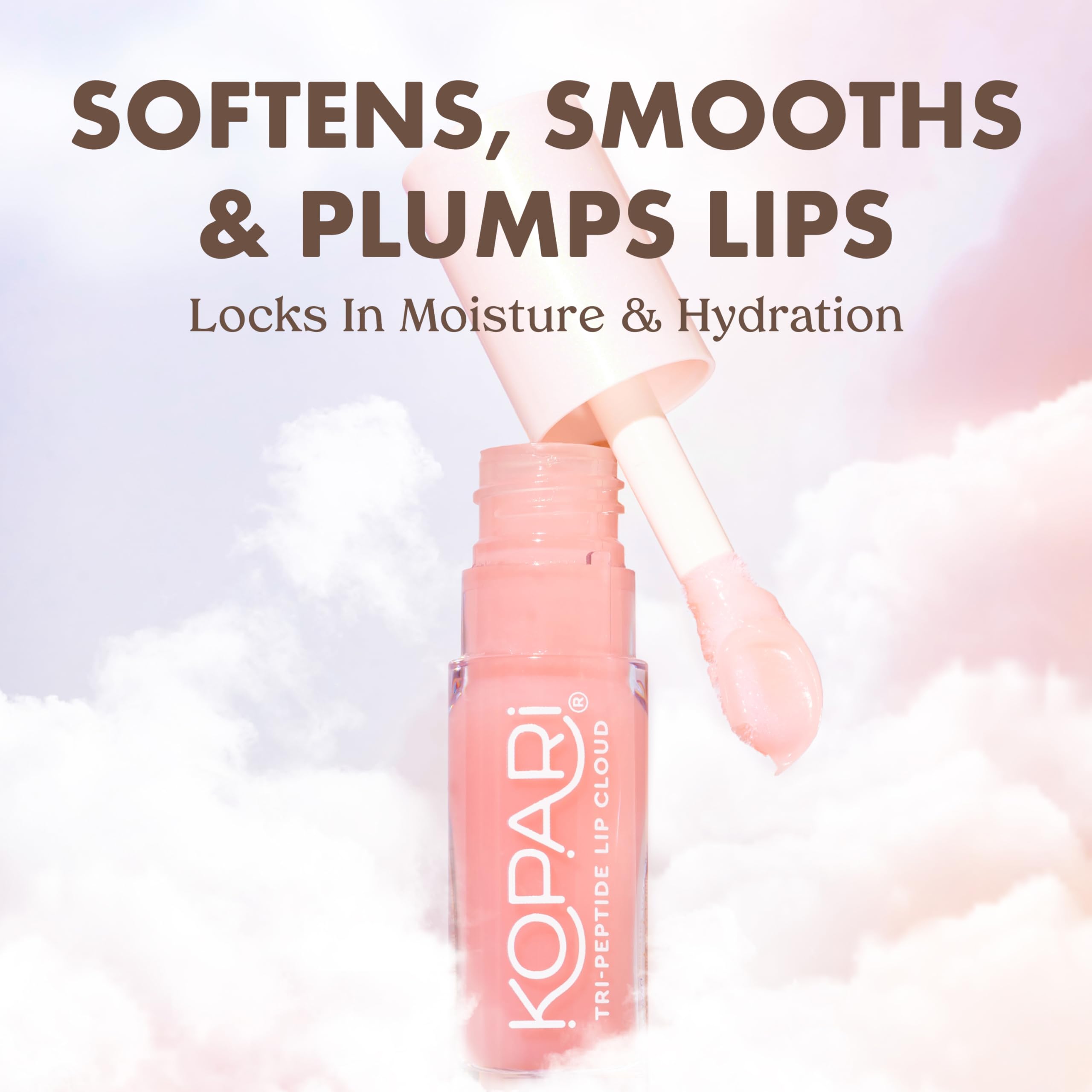 Kopari Tri-Peptide Lip Cloud swatch showing creamy texture and smoothing potential