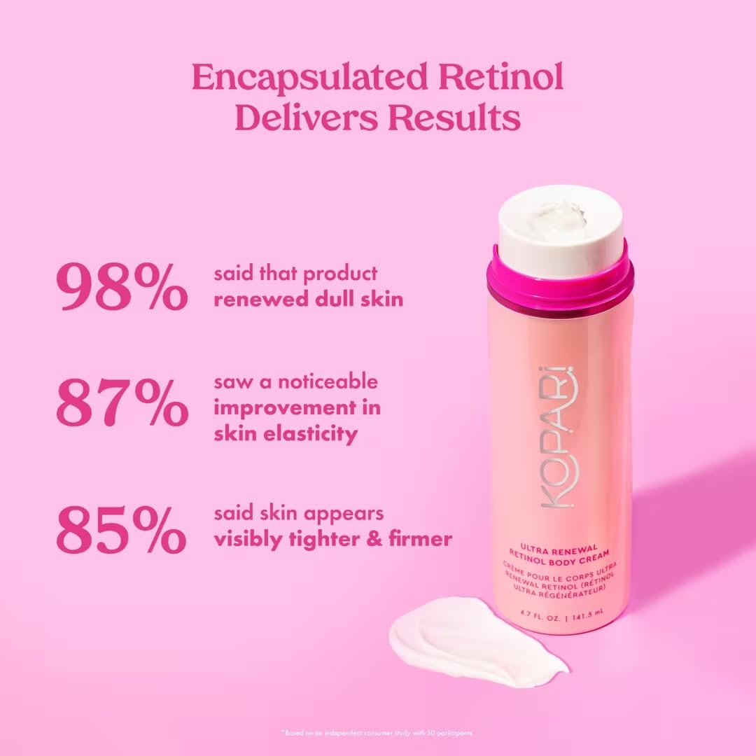 Encapsulated retinol illustration hints at gradual smoothing of fine lines.
