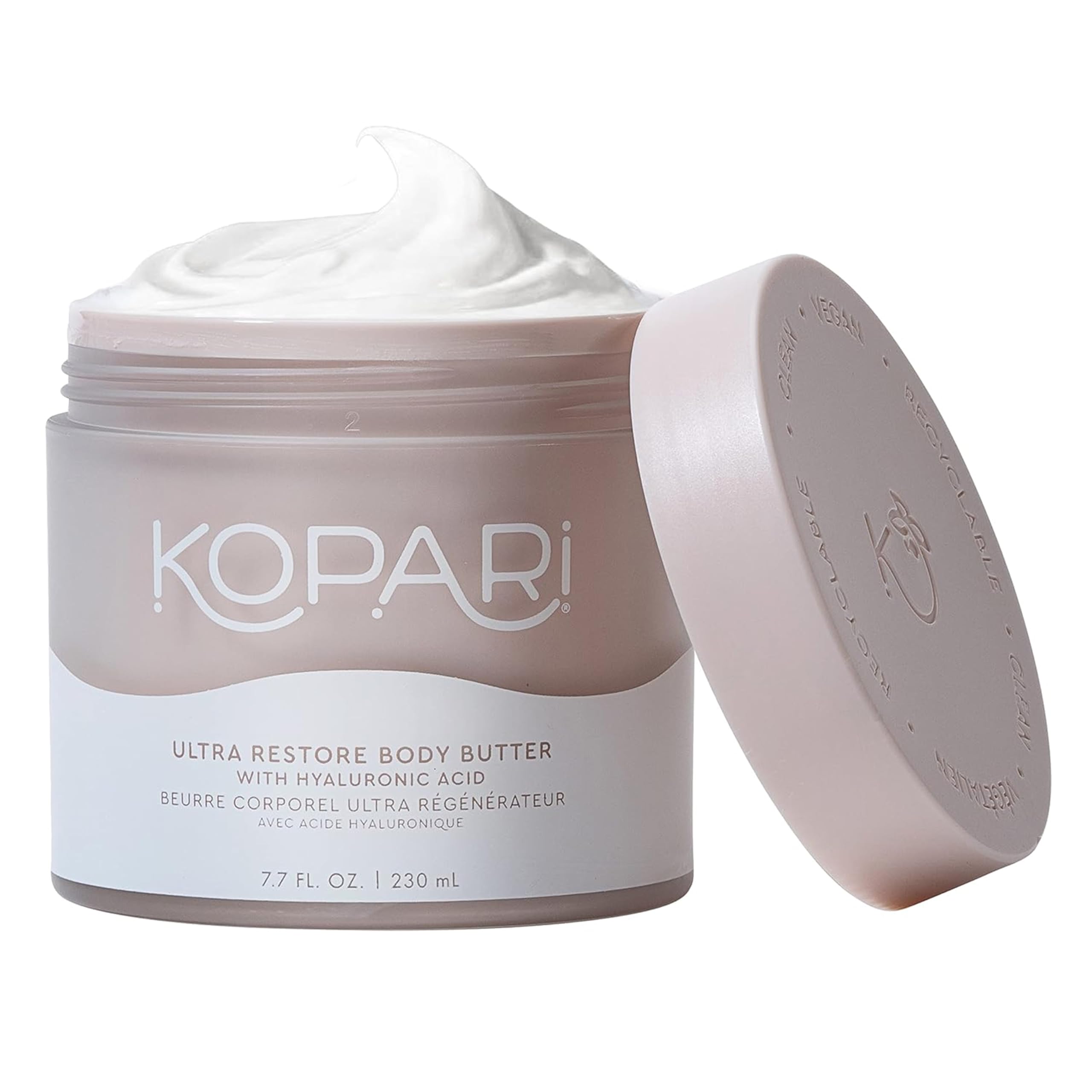 Kopari Ultra Restore Butter jar closeup showing whipped hydration for deep moisture